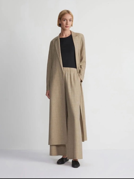 Lafayette 148 New York Tops - NWT Lafayette 148 New York Wool Silk Linen Notch Lapel Long Duster Coat Cadet Kh
